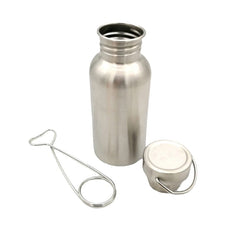 Bush-craft Water Bottle with Hook Stainless Steel Flask Wide Mouth Jar Leak-Proof for Camping Picnic Hiking