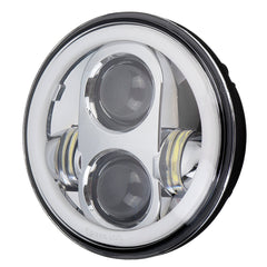 12V 5.75" 75W Projector LED Round Headlight Ring Angle Eyes DRL For Jeep/Harley