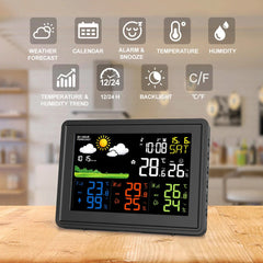 Weather Station Alarm Clock Wireless Indoor Outdoor Thermometer with Atomic Clock Forecast Station 3 Outdoor Sensors