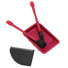 4Pcs Silicone Glue Kit with Wide/Narrow Brushes, Flat Scraper & Glue Tray for Woodworking Projects