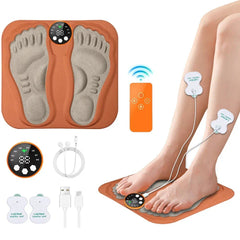 3D Foot Massager Pad with 8 Modes, 29 Intensities, RF Remote, Ergonomic Design for Relaxation & Slimming - Orange