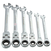 Flexible Pivoting Head Ratchet Combination Spanner Wrench Garage Metric Tool 6 Size