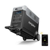 3600W 3840Wh LiFePO4 Portable Power Station, UK Plug, Pure Sine Wave UPS, 13 Outputs & Rolling Wheels for Home Backup & Camping