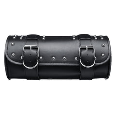 Motorcycle PU Leather Black Tool Bag Front Fork Handlebar Saddlebags Roll Barrel Style