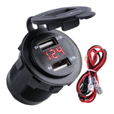 12V-24V 3.1A Dual USB Charger Socket Adapter Voltage Voltmeter for Motorcycle Car Boat Marine