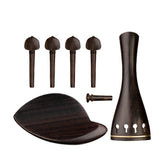 Ebony Violin Accessories Set Tailpiece+ Chin Rest+ Endpin+ 4 Tuning Pegs Violin Repairing Parts For 4/4 Violin Fiddle Use
