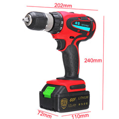 68V 10Ah Cordless Rechargeable Electric Drill 2 Speed Heavy Duty Torque Power Drills