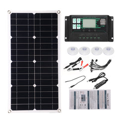 Semi-Flexible Solar Power Panel System kit Solar Panle Type-C USB Dual DC Port Solar Charge Controller