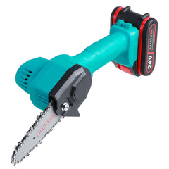 4" 24V Rechargeable Cordless Electric Saw Mini Handheld Chainsaw Wood Cutter Tool