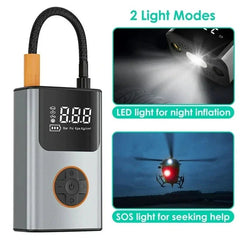 150PSI Fast Bike Pump - 5 Modes, 70W 2000mAh, USB Rechargeable, Digital Display, for Bicycle/Car/Basketball