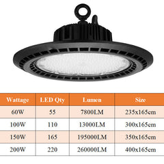55/110/165/220LED 6000K White Light UFO High Bay Indoor/Outdoor IP65 Factory Warehouse