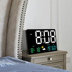 Large Digital Wall Clock with LED Display, Remote Control, Auto Brightness, Temperature, Humidity, Date, Week, 12/24H