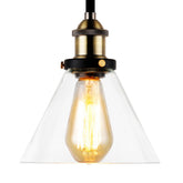 110V/220V E26/E27 Vintage Industrial Pendant Light Socket Funnel-like Glass Shade with Ceiling Canopy Adjustable Hard Wire
