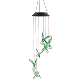 Color Changing LED Solar Power Lamp Hummingbird Wind Chime Light Hanging Decor