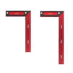 Red T-Shaped Woodworking Cross Ruler - Durable Aluminum Alloy, Precision Measurement Tool, 12/16 Inch Options