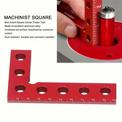 Small Square Center Finder Tool - Durable Aluminum Alloy, 90-Degree Marking, Compact, Metric/Imperial, 50x100mm