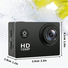 HD 1080P Sport Action Camera with 2" LCD, 5MP, 140° Wide Angle, Waterproof, 900mAh Battery for Outdoor Sports