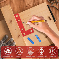 Small Square Center Finder Tool - Durable Aluminum Alloy, 90-Degree Marking, Compact, Metric/Imperial, 50x100mm