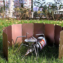 10 Plate Bronze-coloured Folding Outdoor Camping Cooking Gas Stove Windshield Aluminium Alloy Wind Screen Cooking Shield