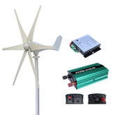 300W S-Shaped 6-Blade Wind Turbine Generator with Controller & Inverter, 12V/24V Auto-Charging