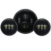 Black No Aperture 7" Motorcycle LED Headlight + 4.5" Auxiliary Light Motorcycle Accessories