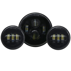 Black No Aperture 7" Motorcycle LED Headlight + 4.5" Auxiliary Light Motorcycle Accessories
