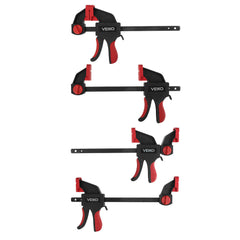 4Pcs Quick-Grip Bar Clamps 6/12 Inch, One-Handed Spreader, 100KG Load Limit, Durable Steel, Non-Slip Pads, Red
