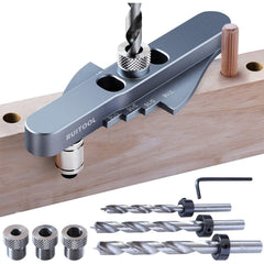 Premium Aluminum Dowel Jig Kit - Self-Centering, Precision Drill Guides, Versatile for Woodworking & DIY Projects