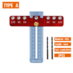Adjustable Aluminum Alloy Handle Punch Locator with 4mm Drill for Metal, Fits 64/96/128mm Hole Distances