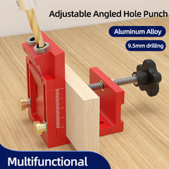 Adjustable Angle Hole Puncher with 9.5mm Drill Bit, Dual-Purpose Design, Metric/Imperial Calibration, Aluminum Build