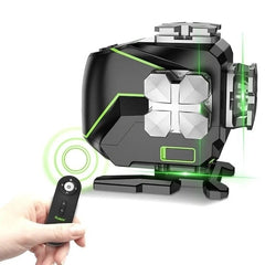 16 lines 4D Cross Line Laser Level Bluetooth & Remote Control Functions Green Beam with Hard Carry Case
