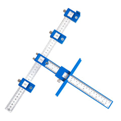 Adjustable Cabinet Hardware Jig Tool with Ruler, Portable Design, Durable ABS & Steel, Accurate Drilling, Complete Set