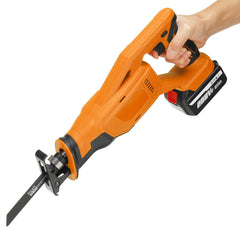 Li-ion Cordless Reciprocating Saw Rechargeable Electric Recip Sabre Saw W/ 4pcs Blade & 1pc Battery