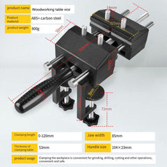 Versatile ABS Workbench Vise with V-Trough Clamp, 4 Columns, Elongated Base, 10-53mm Clamping Range, 85mm Jaw Width