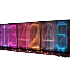 Oversize Font Analog Nixie Tube Clock Rainbow LED Full Color Music Spectrum DIY Kit