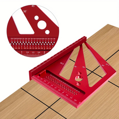 3D Multi-Angle Square Protractor - Aluminum Alloy, Measures 22.5°-90°, Precision Tool for Woodworking, Blue/Red Options