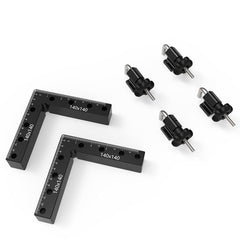 90° Aluminum Alloy Ruler Set - Dual Scale (Imperial & Metric), Durable, User-Friendly, Includes 4 Clamp Sleeves