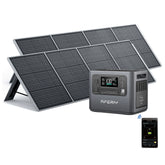 2400W 2048Wh LiFePO4 Portable Power Station with 2 x 200W Solar Panels, UK Plug, App Control & UPS for Camping & Home Backup