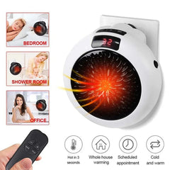 900W Mini Portable Electric Heater Fan - Wall Outlet Warm Air Blower for Home & Office