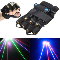 Right Hand 3 Green Light + 2 Purple Light + 2 Red Laser Gloves Stage Performance Gloves