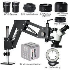 4K Binocular Stereo Microscope Magnifier Stand Diamond Setting Microscope Camera EU Plug For Jewelry Optical Tools