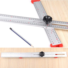 High Precision Aluminum Alloy Angle Ruler for Woodworking - Adjustable Drilling & Marking Gauge, Easy Assembly, Red/Silver