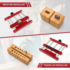 2-in-1 Mortise Tenon Jig Locator - Precision Doweling Tool for DIY Woodworking, Adjustable, Compact, Includes 7 Guide Bushings