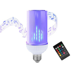 AC85-265V E27 8W Dimmable bluetooth Speaker RGB Flame Effect LED Bulb with 24 Keys Remote Control
