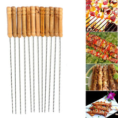 12X Stainless Steel Metal Barbeque Skewer Needle BBQ Kebab Stick Utensil 30cm BBQ Stick Fork