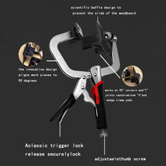10" V-Shaped Face Clamp for Woodworking - Heavy Duty Chrome Vanadium Steel, 90° Angle, Max Opening 80mm