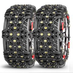 2pcs Full Cover Tire Snow Chains Anti-Slip Sand Muddy Roads with Quenched Steel Studs Winter Safety Emergency Necessities
