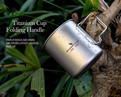 Titanium Sports Bottle with Hanging Lid Tea Cup Outdoor Camping Cycling Wide-mouth Water Bottle Mug
