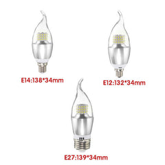 7W LED White Warm White Glass Candle Lamp Bulb Non-Dimmable AC 85-265V