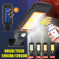 60/72LED 120/128COB Waterproof Motion Sensor Solar Power Street Garden Yard Wall Lamp Lights Outdoor